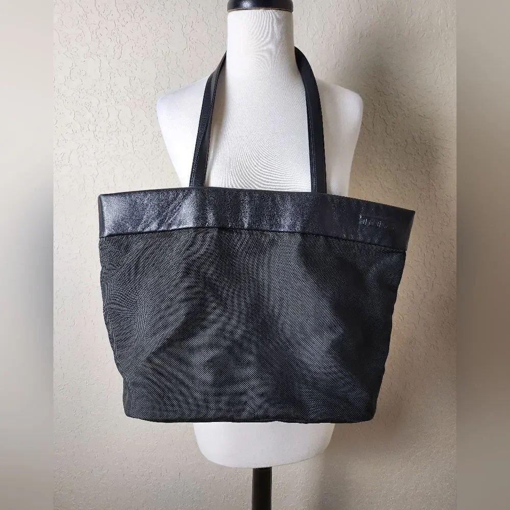 Tumi Travel Tote Nylon With Black Leather Trim Medium